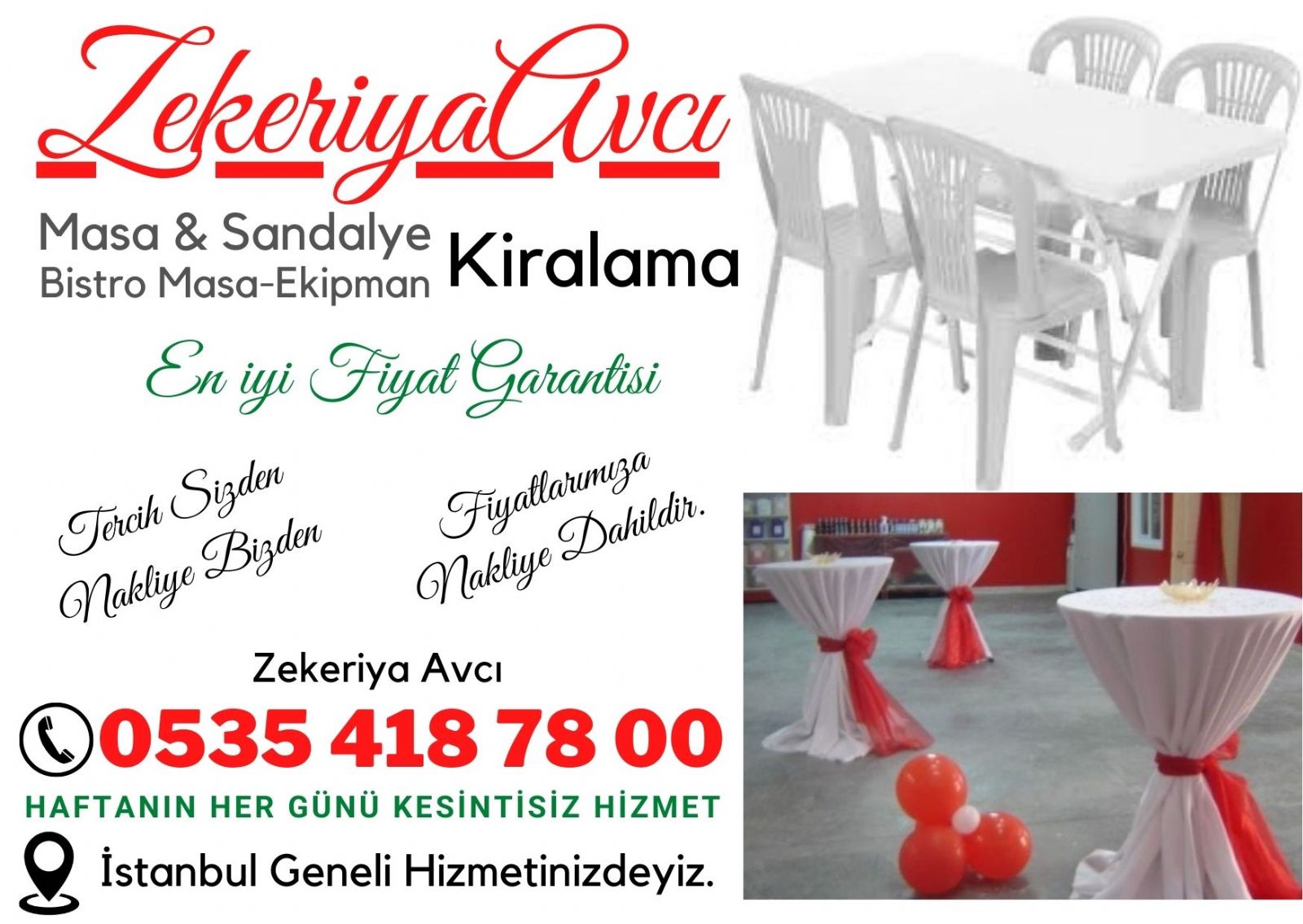 Çengelköy Masa Sandalye Kiralama